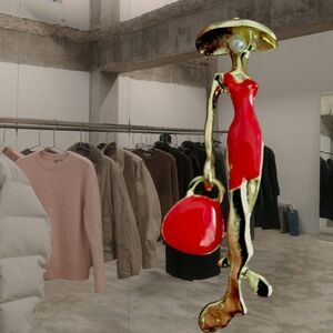 Elegant Red and Gold Fashionista Brooch